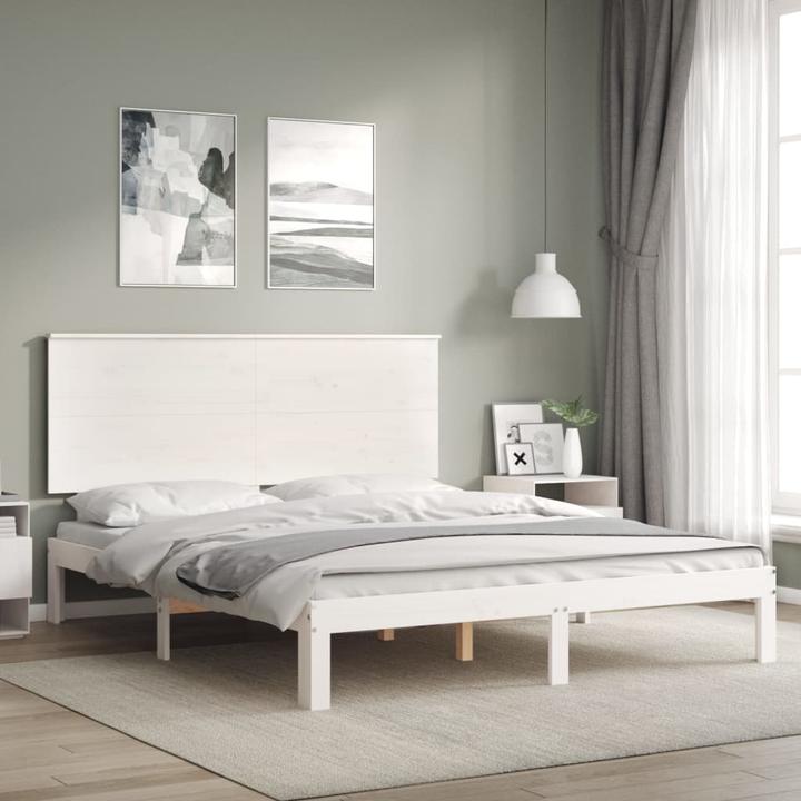 Immagine prodotto vidaXL Massivholzbett mit Kopfteil Weiss 5FT King Size (150 x 200 cm)