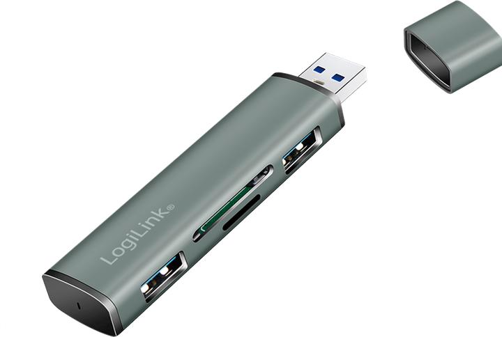 Produktbild LogiLink Cardreader USB 3.2 Hub 2-port grey (USB-A, 4 Ports)
