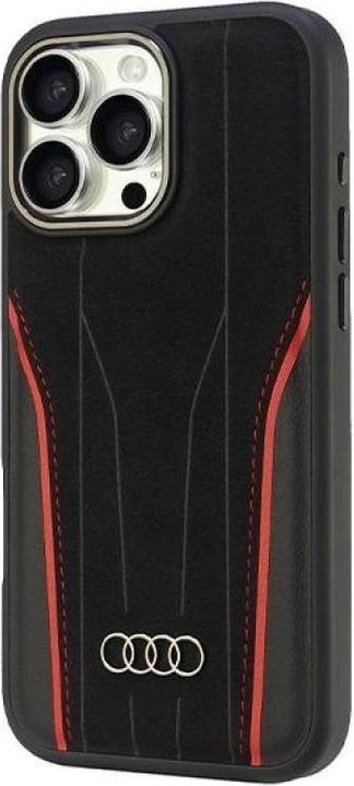 Image du produit Audi Véritable étui rigide en cuir MagSafe pour iPhone 16 Pro Max 6.9" czarno-czerwony/black-red (Apple iPhone 16 Pro Max)