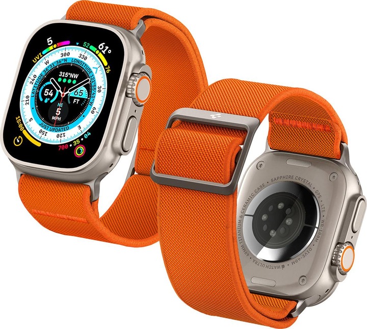 Actual product image Spigen Fit Lite Band for Apple Watch Series 42, 44, 45, 49 mm - orange (42 mm, 44 mm, 45 mm, 49 mm, Nylon, Fabric, Stainless steel, Apple Watch Series 7, Apple Watch Series 8, Apple Watch Ultra)