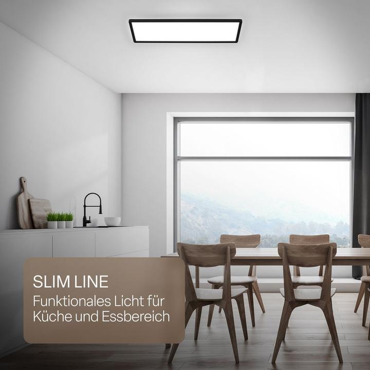 Actual product image B.K.Licht SHALLOW ultraflaches LED Panel, 4000K, IP44, schwarz, 580x200 (3000 lm)