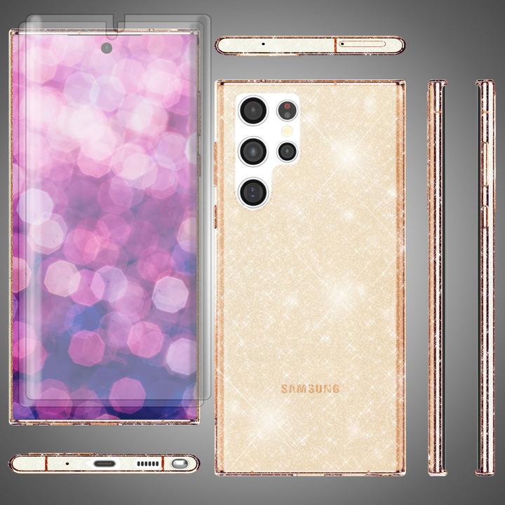 Actual product image Nalia Clear glitter silicone case with 2x screen protector (Samsung Galaxy S23 Ultra)