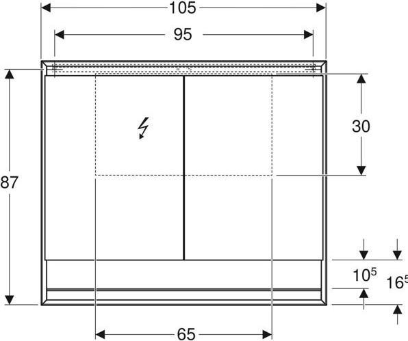 Actual product image Geberit ONE mirror cabinet with ComfortLight, 2 doors, surface mounted, with niche, 105x90x15cm, 505