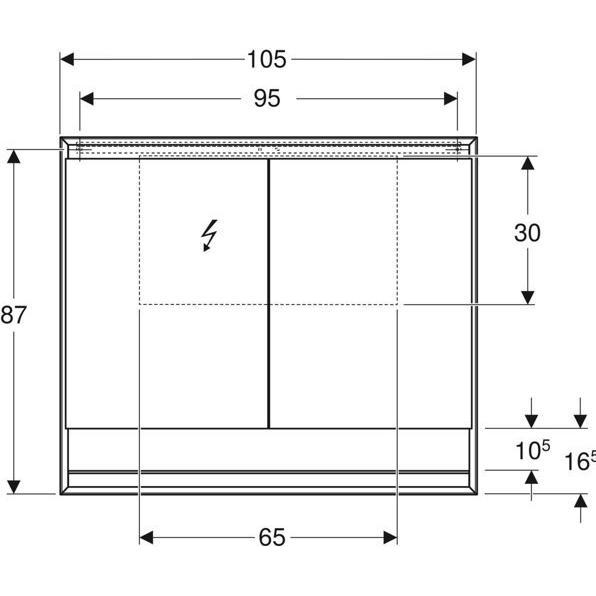 Thumbnail - Geberit, Spiegelschrank, ONE Spiegelschrank mit ComfortLight, 2 Türen, Aufputzmontage, mit Nische, 105x90x15cm, 505.