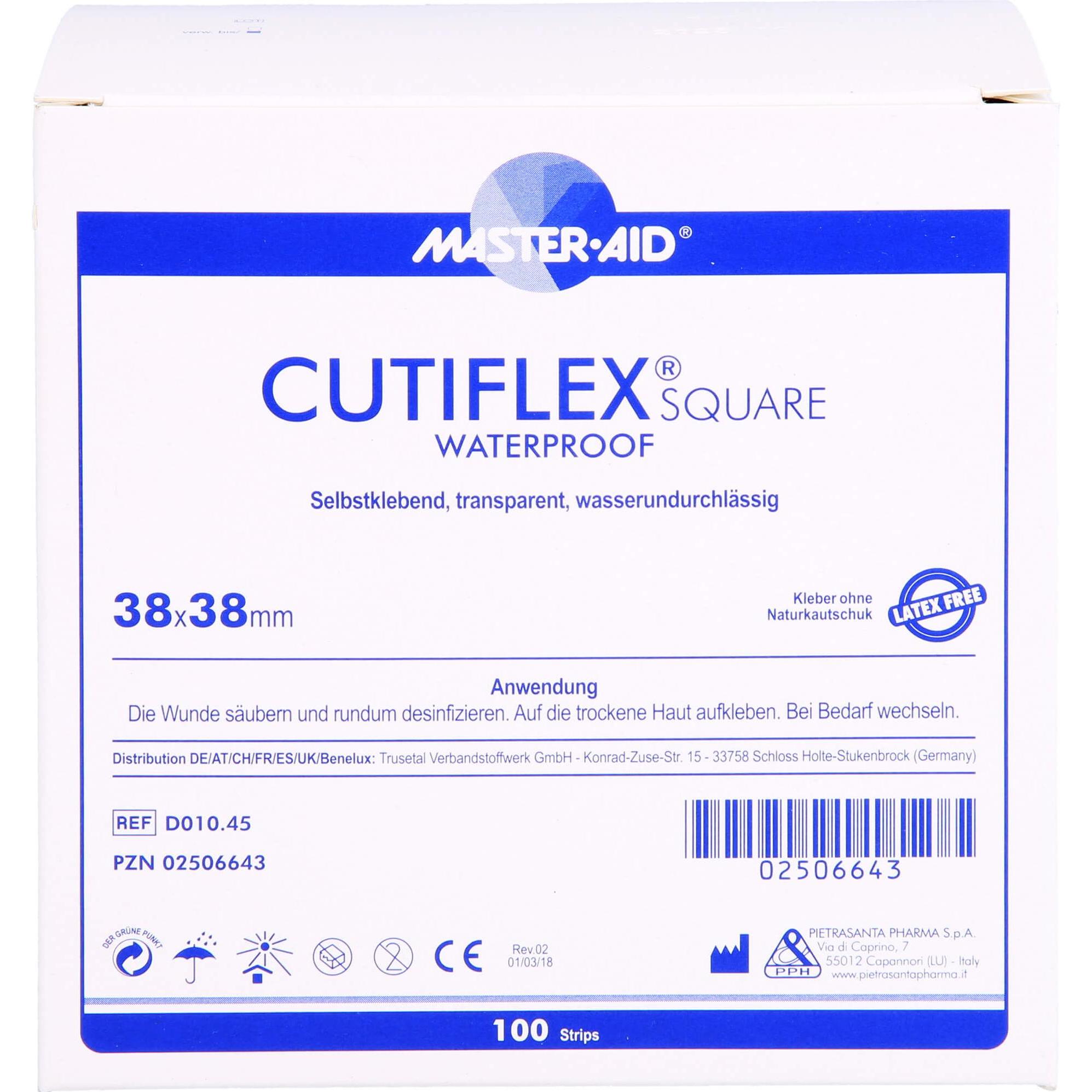 Trusetal, Pflaster, CUTIFLEX SQUARE 38x38mm Strips, 100 St PFL (100 x)