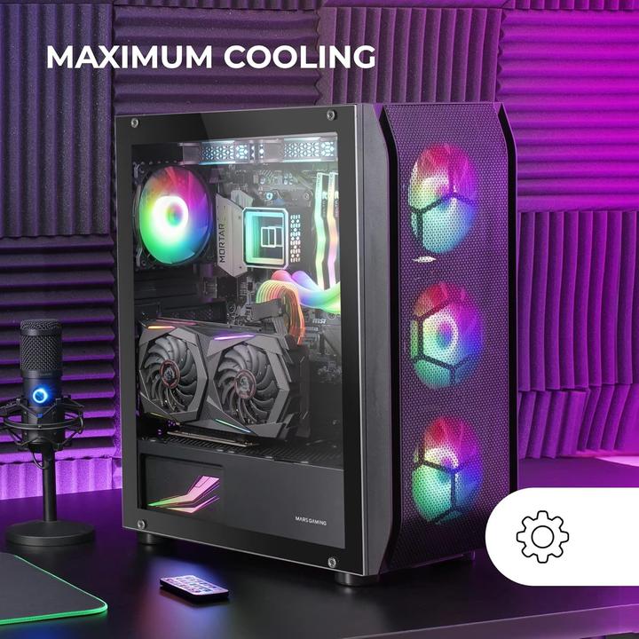 Produktbild Mars Gaming Boitier Moyen Tour E-Atx Mc-Kx RGB Avec Panneau Vitré (Noir) (ATX, E-ATX, mATX, Mini-ITX)