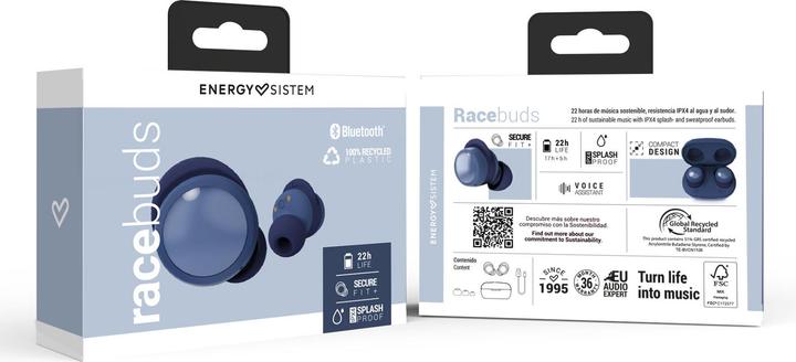Actual product image Energy Sistem Auriculares Micro Race Buds Blue (5 h, Cable, Wireless)