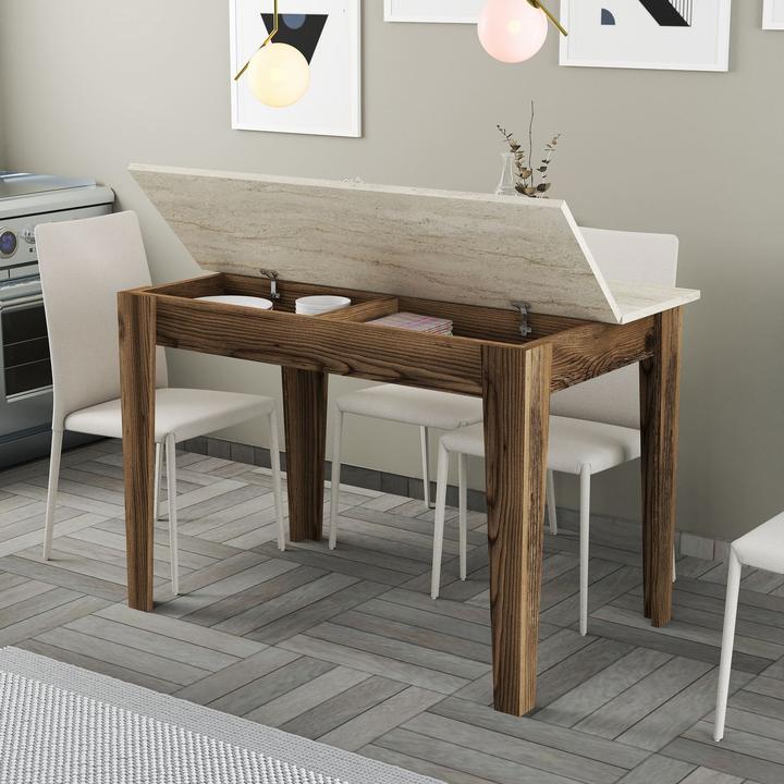 Produktbild Hanah Home Kiev Walnut Travertine Kitchen Table (72 x 110 x 75 cm)