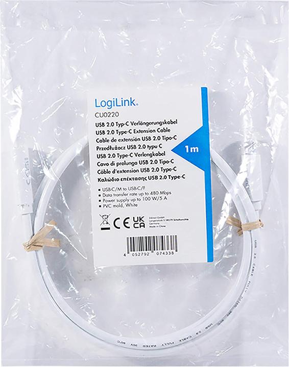 Produktbild LogiLink USB C — USB C (2 m, USB 2.0, 100 W)