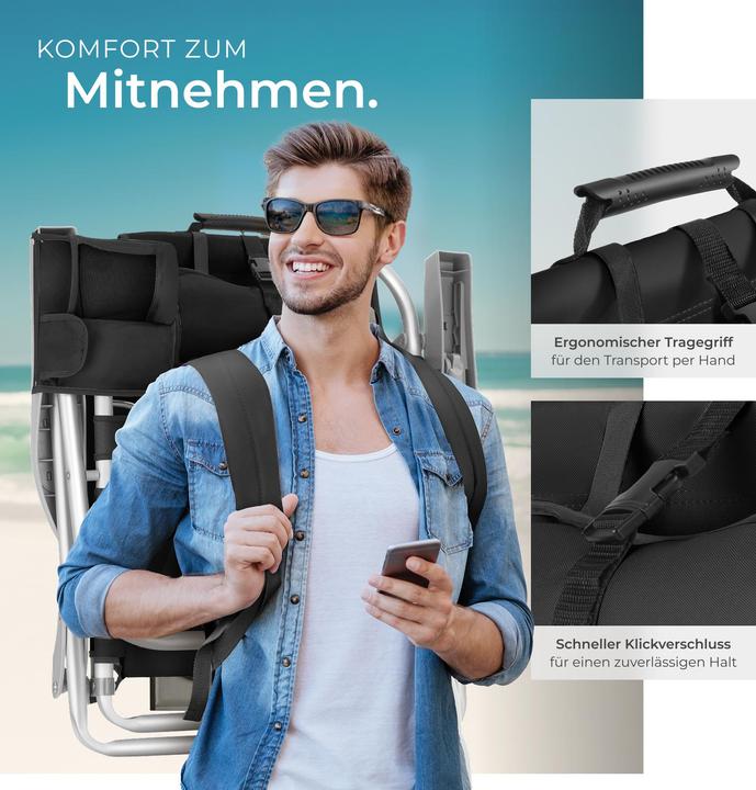 Actual product image tectake Beach chair Coral, foldable with backpack function