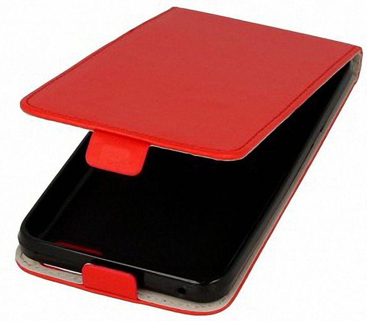 Produktbild König Design Flip Schutz Handy Hülle Huawei P8 Lite Rot Leder Imitat Slim Flex Schale Bumper (Huawei P8 Lite)