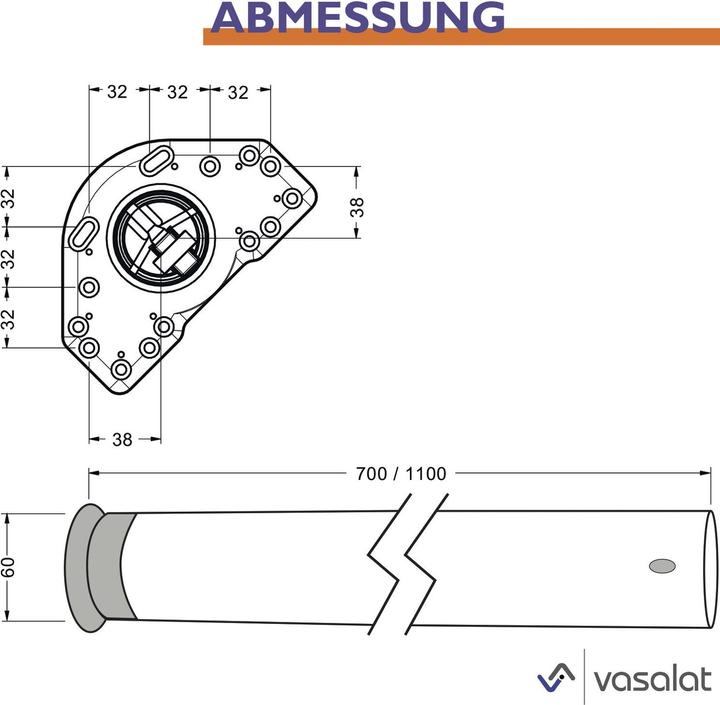 Actual product image Vasalat CAMAR table base Zoom height-adjustable 1100-1200mm, steel stainless steel effect