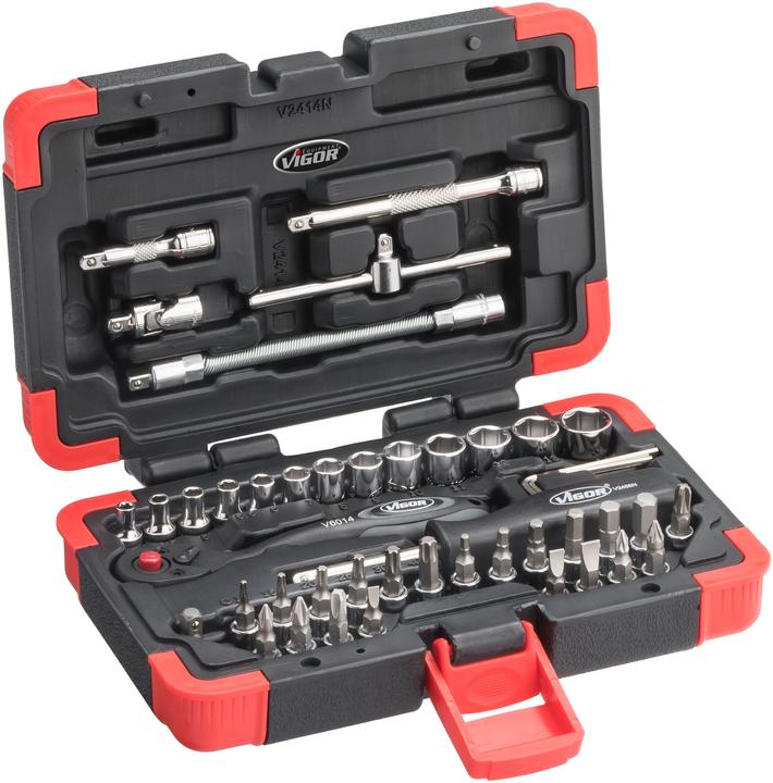 Actual product image Vigor Socket spanner set ∙ V2414N ∙ Square6.3 mm (1/4 inch) ∙ External hexagonal profile, T profile,...