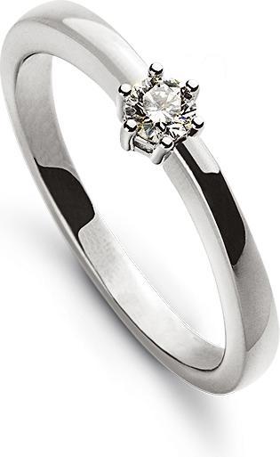 Image du produit Muau Bague solitaire 6 poignées en or blanc 750, diamant 0.10ct. (54, 950 Platine)