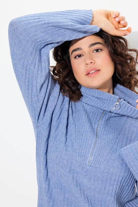 Produktbild Ulla Popken Strickkleid, A-Linie, Rippstrick, Troyerkragen, Langarm (50, 52)