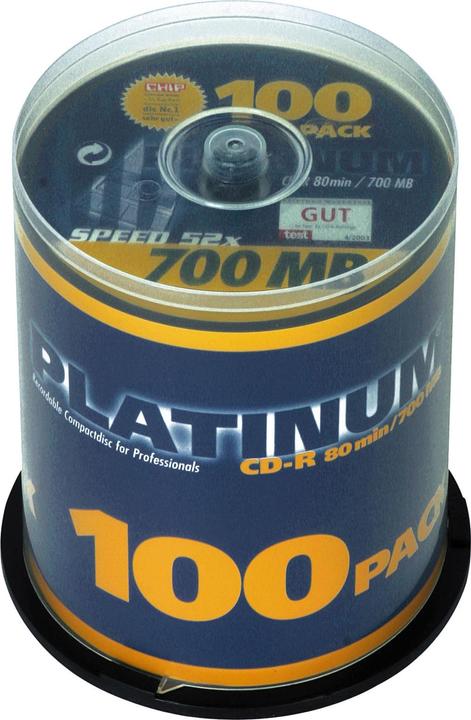 Produktbild Platinum CDR 80min/700MB 52x, 100-spindle XW (100 x)