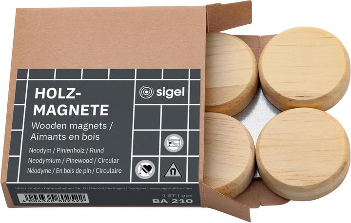 Produktbild Sigel Holz-Magnete rund (4x)