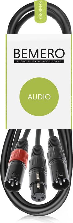 Image du produit Bemero BAC4043-150BK Câble adaptateur en Y 1x XLRf - 2x XLRm 1.5m noir (1.50 m, Câbles XLR)