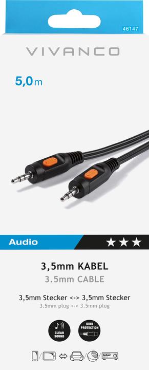 Immagine prodotto Vivanco Cavo audio (5 m, Connettore da 3,5 mm (AUX))