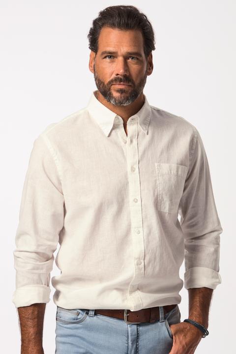 Immagine prodotto JP1880 Camicia dalla vestibilità moderna in misto lino con maniche lunghe e colletto button-down (XL)