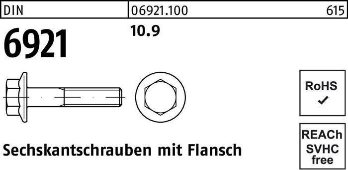 Produktbild Sechskantschraube DIN 6921 m.Flansch M 16 x 60 10.9 (50 Schrauben pro Stück)