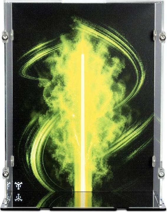 Produktbild iDisplayit Acryl-Display für LEGO® 75438 Star Wars - Yoda Büste (Mit Hintergrundbild & schwarzem Boden)