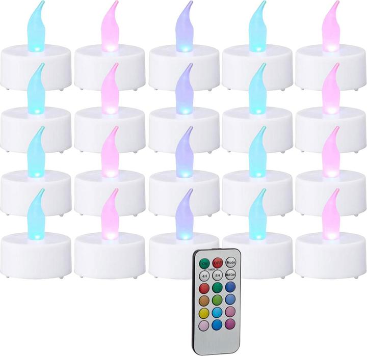 Cepewa LED-Teelicht-Set, 20 Stück, inkl. Fernbedienung und 4/8h Timer, Ø 4cm (20x)