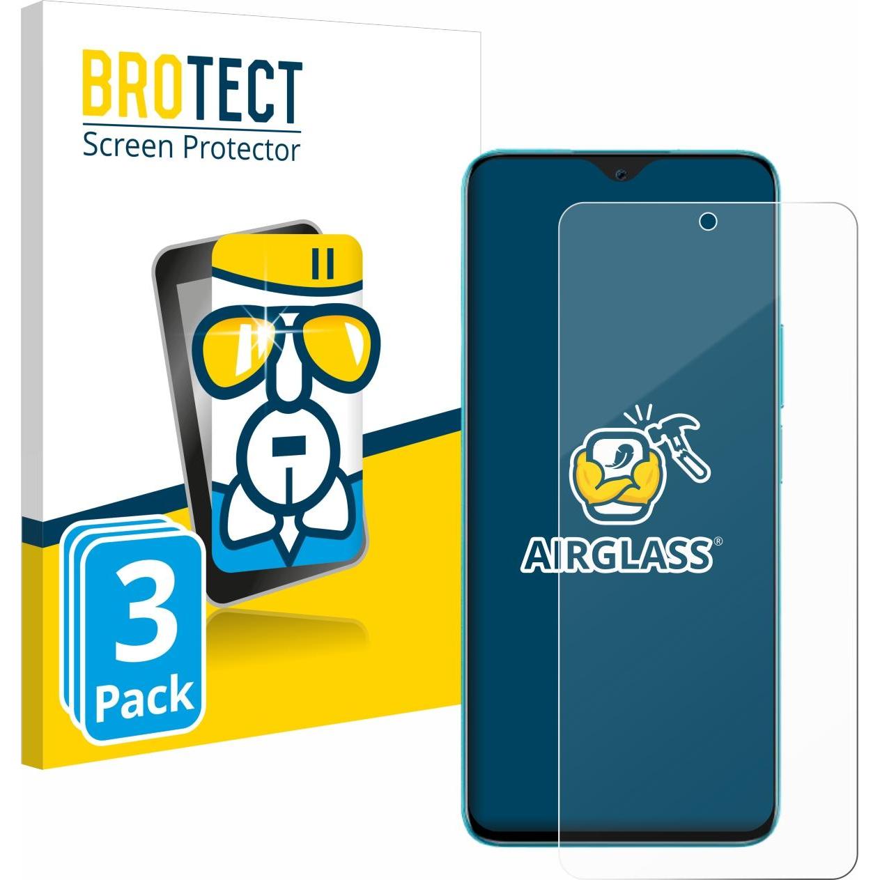 BROTECT AirGlass Panzerglasfolie (3 Stück, Honor 90 Lite), Smartphone Schutzfolie, Transparent