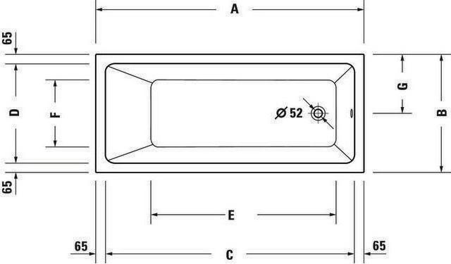 Actual product image Duravit Bathtub No 1 1 Back slopes white 1500x700mm (95 l, 150 cm, 70 cm)