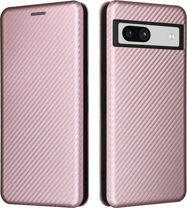 Produktbild Cover-Discount Google Pixel 7a - Carbon Look Flip Case rosa (Google Pixel 7a)