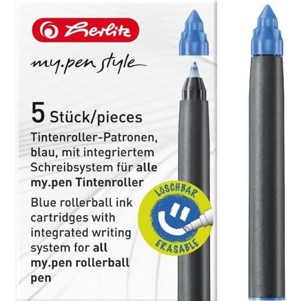 Thumbnail - Herlitz, Ersatzpatrone, Tintenroller-Patronen my.pen, königsblau (Füllertinte, Blau)
