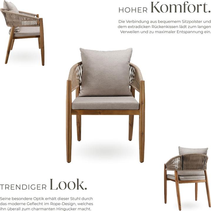 Actual product image tectake Garden chair Manacor, Rope design