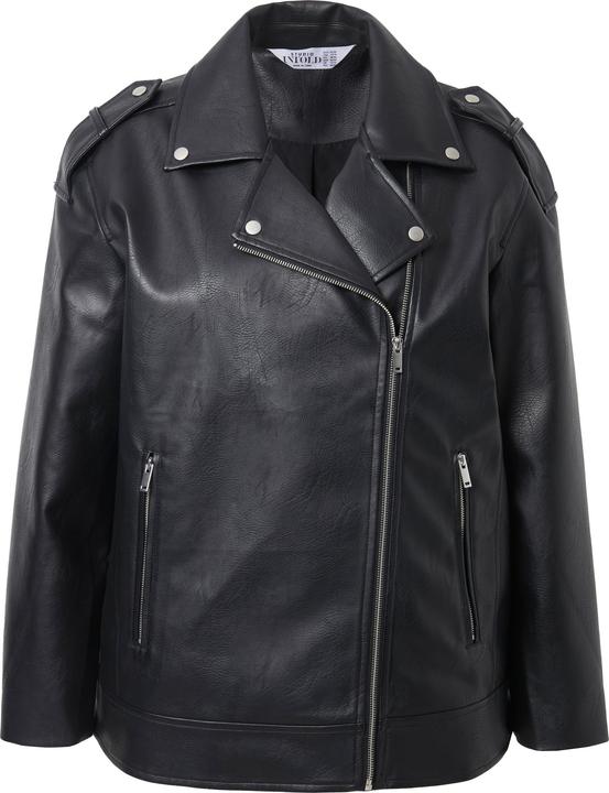 Produktbild Studio Untold Bikerjacke, Fake-Leder, länger und oversized, Metallic-Zipper (58)