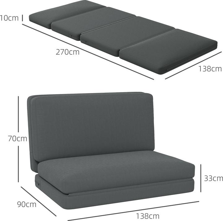 Produktbild Homcom Bodensofa Polyester, Schaumstoff Dunkelgrau