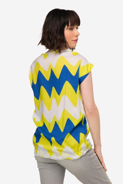 Produktbild Laurasøn Bluse, oversized, Zackenmuster, V-Ausschnitt, Halbarm (M)