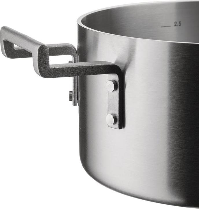 Produktbild Alessi Stielkasserolle CONVIVIO silberfarben (Kochtopf, Stielkasserolle, Aluminium, Edelstahl, 16 x 9 cm)