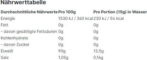 Nährwerte und Zutaten All Stars Collagen Peptides (1 Stück, Pulver, 300 g)