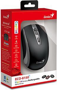 Produktbild Genius ECO-8150 schwarz-grau / Optische Funkmaus / 1200 dpi / Copilot / 4 Tasten / wiederaufladbar (Kabellos)