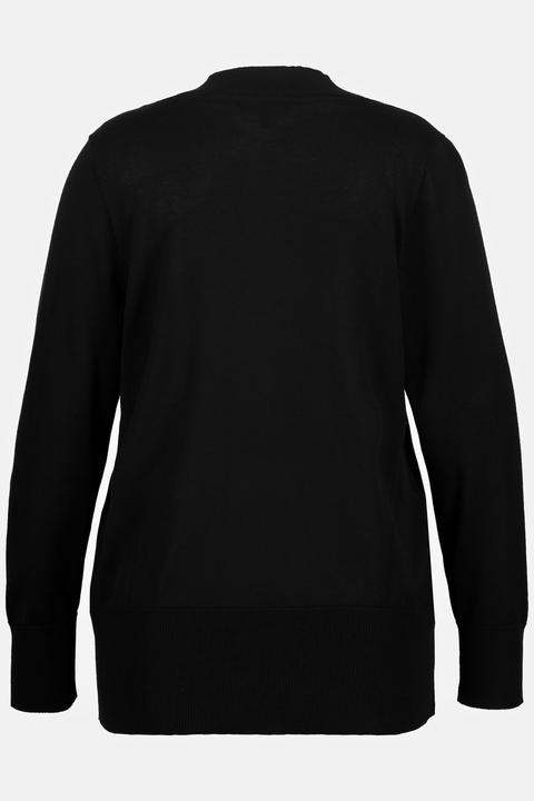 Produktbild Ulla Popken Strickjacke, V-Ausschnitt, Knopfleiste, Feinstrick (62)