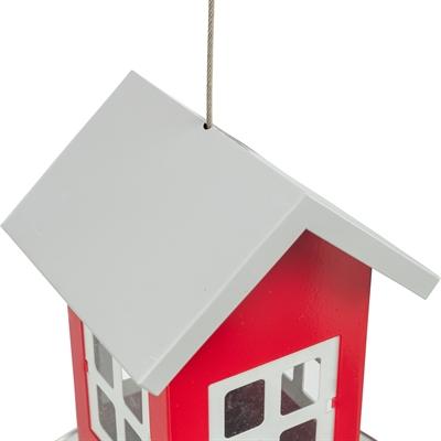 Mangeoire pour oiseaux 19 x 20 x 19 cm rouge argent