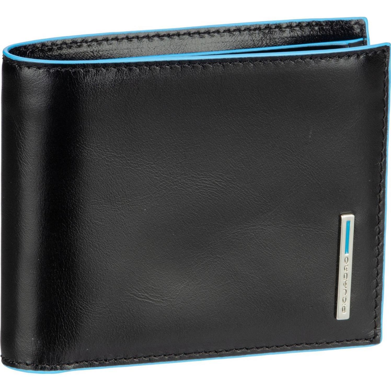 Piquadro, Herren, Portemonnaie, Blue Square - Herrenbrieftasche mit Klapp-Ausweisfenster und Münzfach, Schwarz