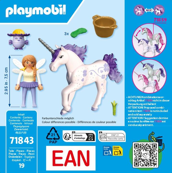 Image du produit Playmobil Licorne Lavande Avec Fee (71843, Playmobil Princess Magic)