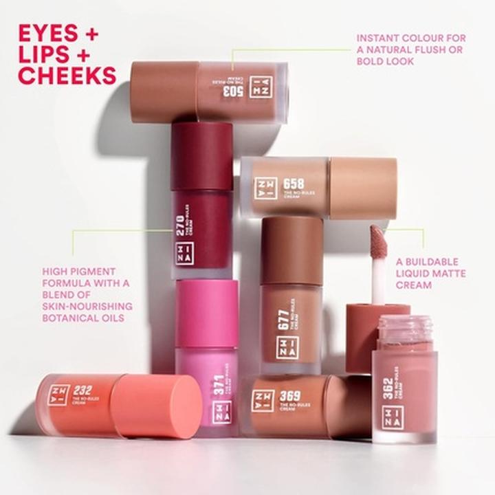 Actual product image 3INA MAKEUP The No-Rules Cream 270 Wine Red Liquid Blush Matte with Sweet Almond Oil Vegan Cruelty F (270 - Rich wine red)