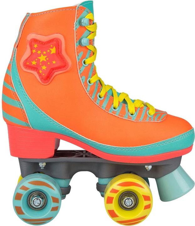 Actual product image Nijdam Rolschaatsen - LED Star Zebra - Fluororanje/Lichtblauw/Geel - 39/40 (40)