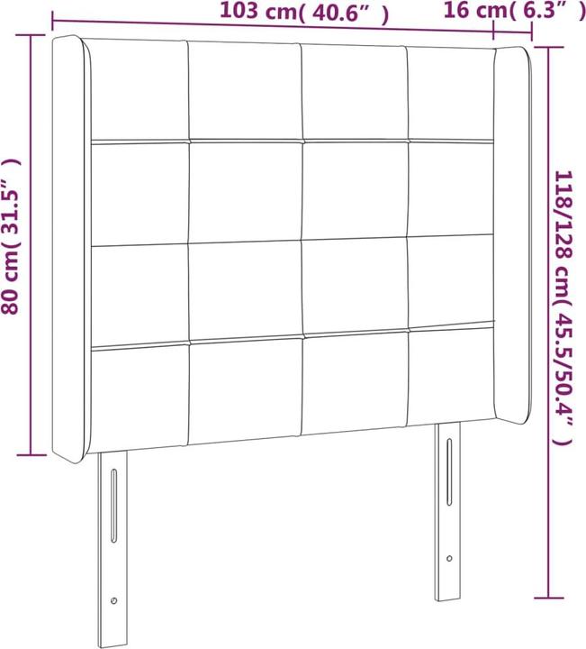 Image du produit vidaXL Kopfteil mit Ohren Rosa 103x16x118/128 cm Samt,Farbe (103 x 16 x 128 cm)