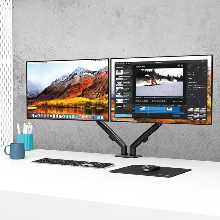 Produktbild Maclean MC-861N 2-Fach Monitorhalterung Tischhalterung für 2 Monitore mit Gasfeder Monitorarm Monit (Tisch, 27.01")