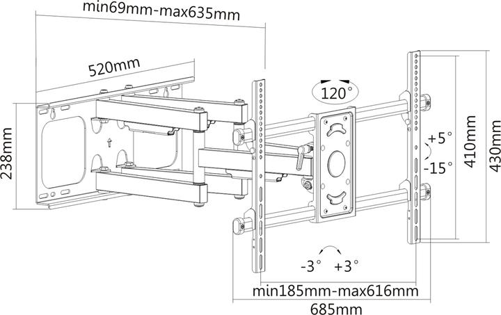 Produktbild PureMounts PM-FM51-600, Wandhalterung (Wand, 75 kg, 32" - 65")