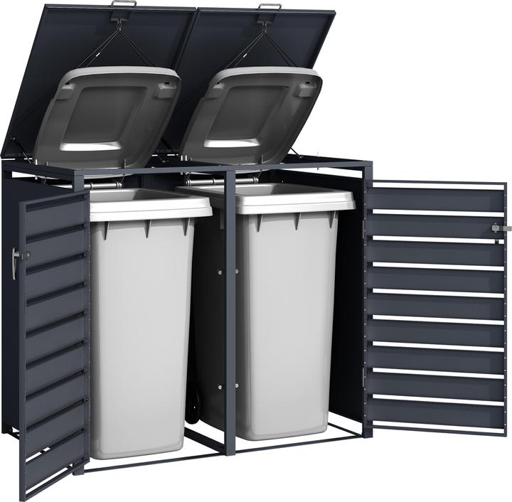 Immagine prodotto Axi Contenitore per rifiuti Lucas in metallo antracite/legno 2x 240L