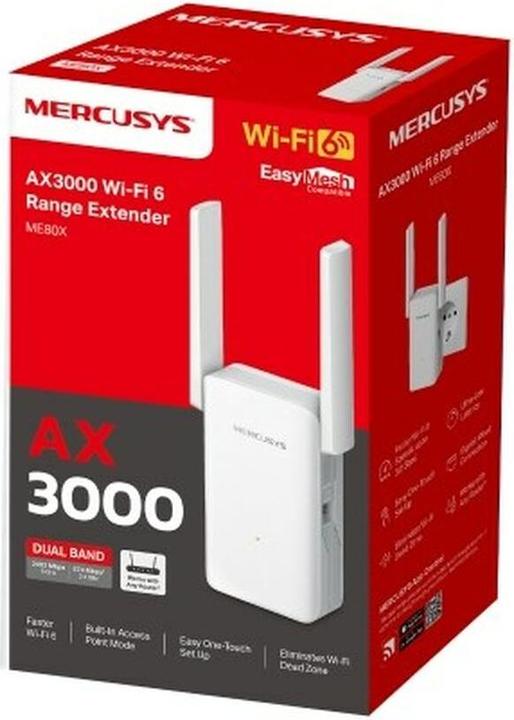 Productafbeelding Mercusys WRL RANGE EXTENDER 3000MBPS/ME80X (2402 Mbit/s, 574 Mbit/s)