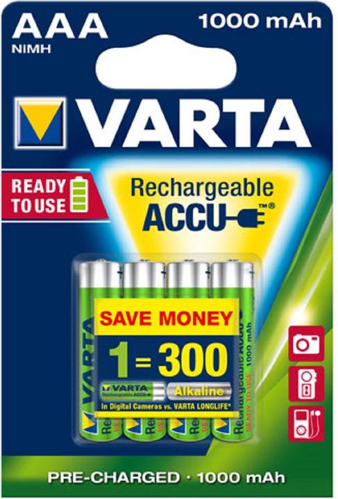 Actual product image Varta Original micro rechargeable battery AAA 5703 Ready2Use (4 pcs., AAA, 1000 mAh)